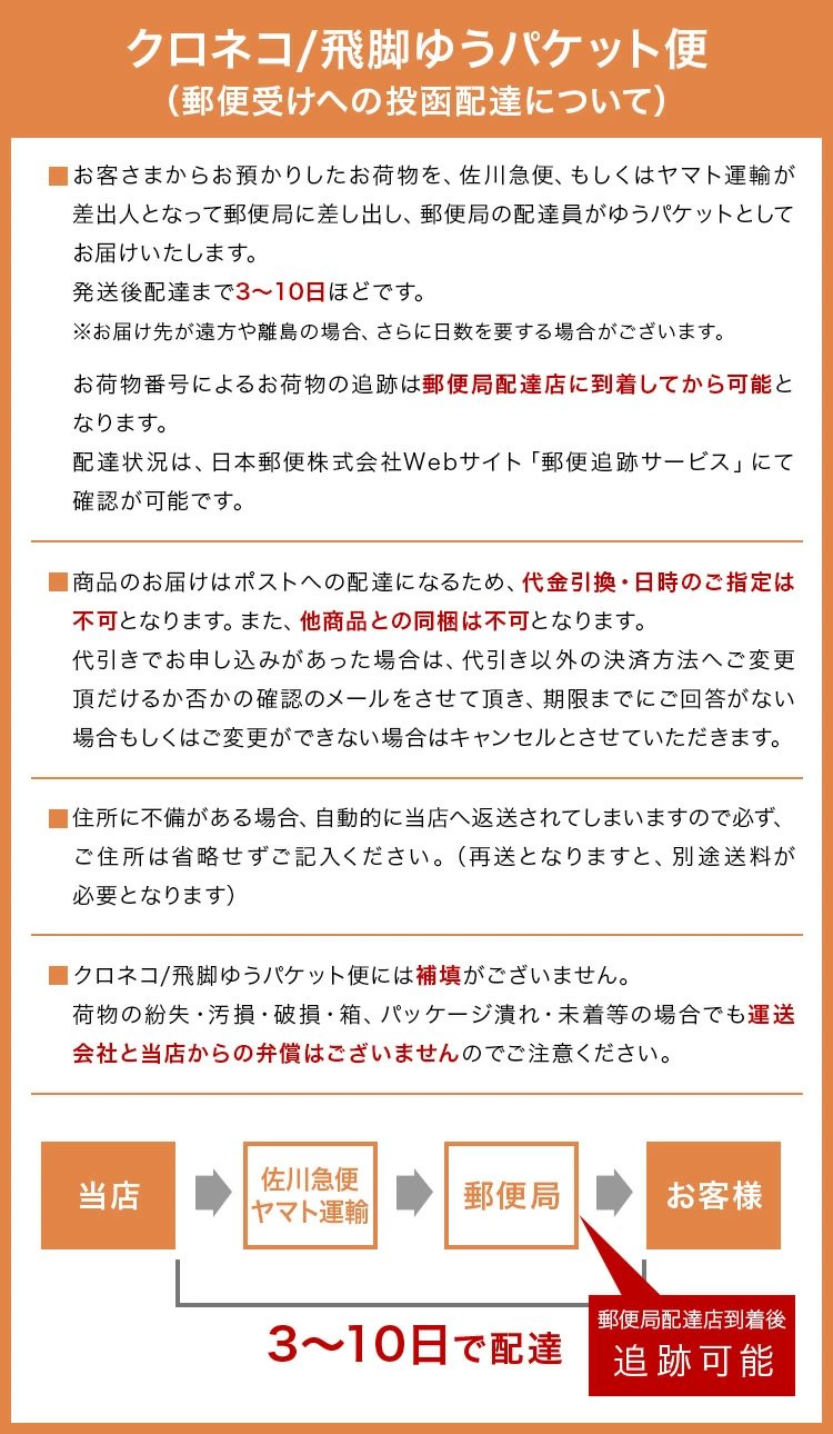 クロネコ/飛脚ゆうパケット便について